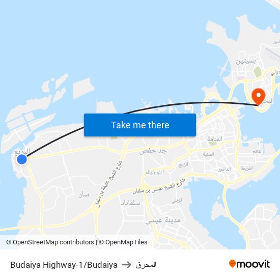 Budaiya Highway-1/Budaiya to المحرق map