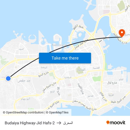 Budaiya Highway-Jid Hafs-2 to المحرق map
