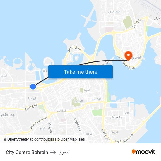 City Centre Bahrain to المحرق map