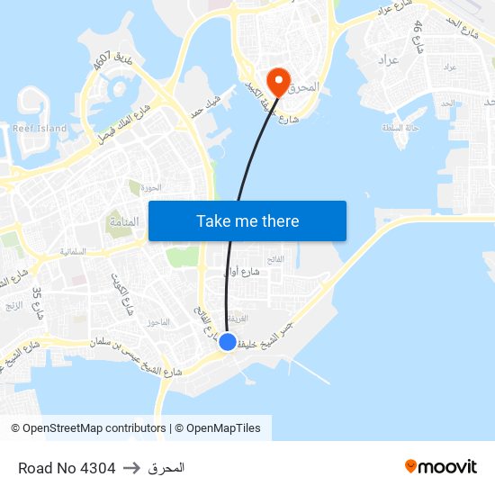 Road No 4304 to المحرق map