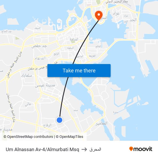 Um Alnassan Av-4/Almurbati Msq to المحرق map