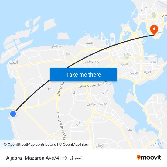 Aljasra- Mazarea Ave/4 to المحرق map