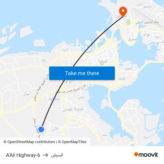 A'Ali Highway-6 to البسيتين map