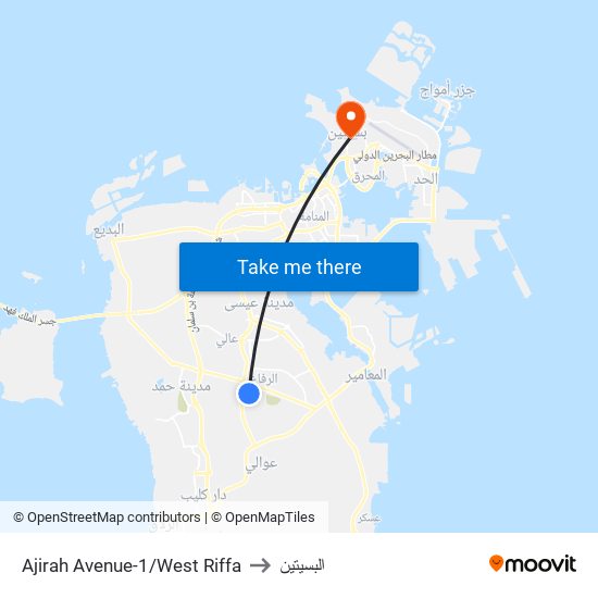 Ajirah Avenue-1/West Riffa to البسيتين map