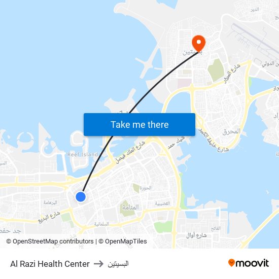 Al Razi Health Center to البسيتين map