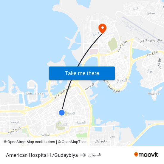 American Hospital-1/Gudaybiya to البسيتين map