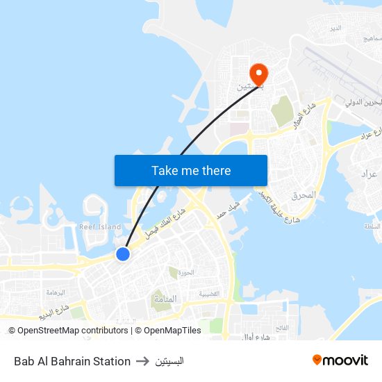 Bab Al Bahrain Station to البسيتين map