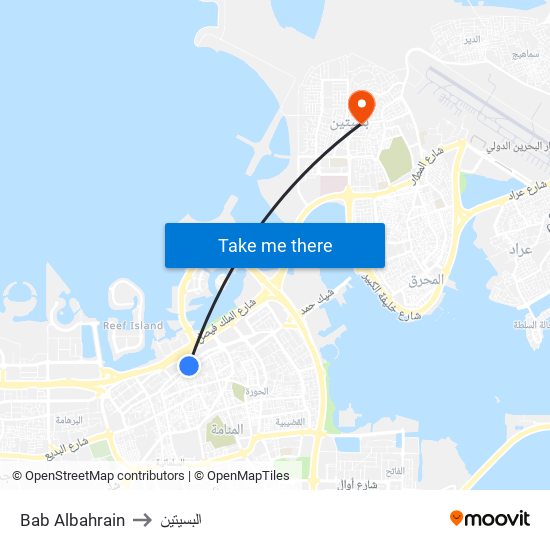 Bab Albahrain to البسيتين map