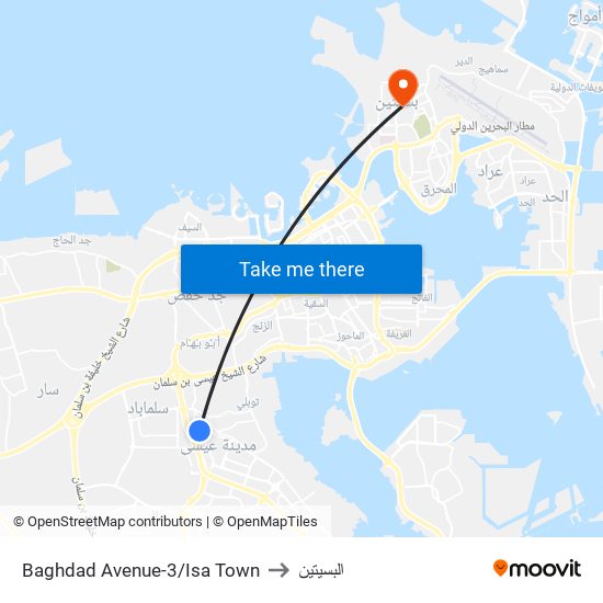 Baghdad Avenue-3/Isa Town to البسيتين map