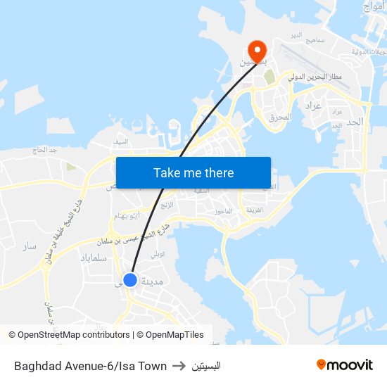 Baghdad Avenue-6/Isa Town to البسيتين map