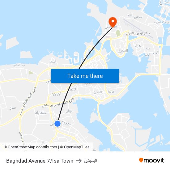 Baghdad Avenue-7/Isa Town to البسيتين map