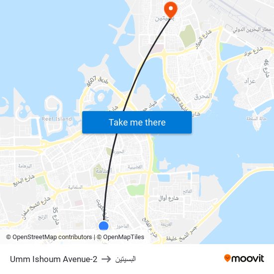 Umm Ishoum Avenue-2 to البسيتين map