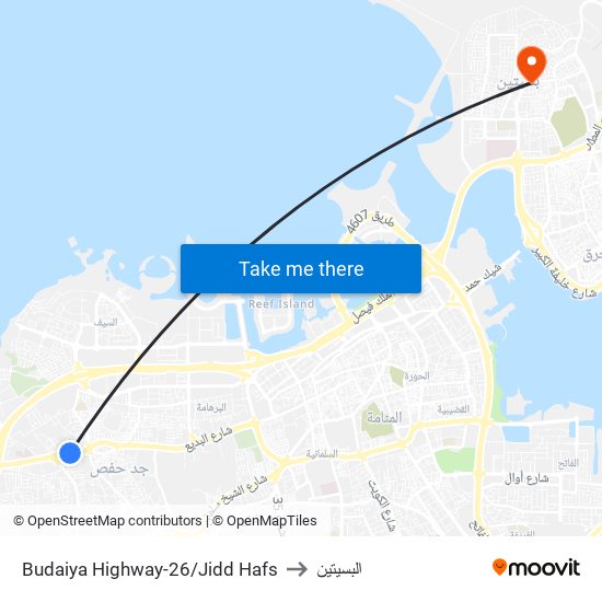 Budaiya Highway-26/Jidd Hafs to البسيتين map