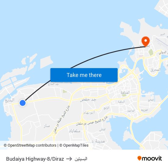 Budaiya Highway-8/Diraz to البسيتين map
