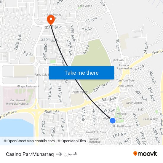 Casino Par/Muharraq to البسيتين map