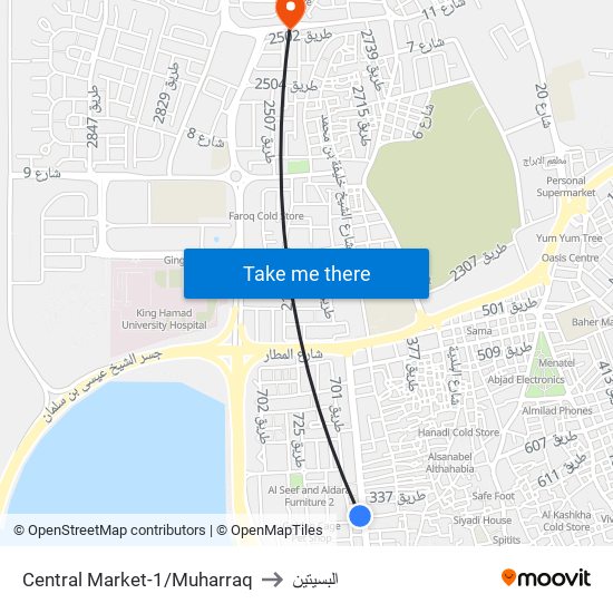 Central Market-1/Muharraq to البسيتين map