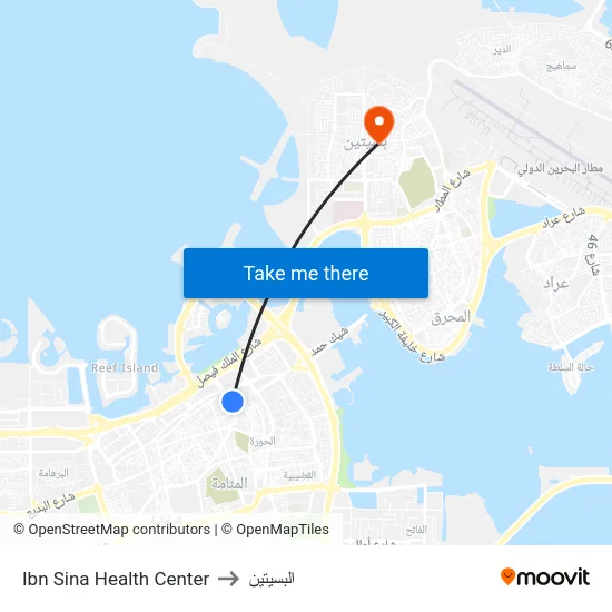 Ibn Sina Health Center to البسيتين map
