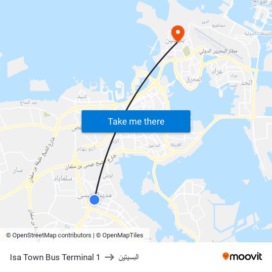 Isa Town Bus Terminal 1 to البسيتين map