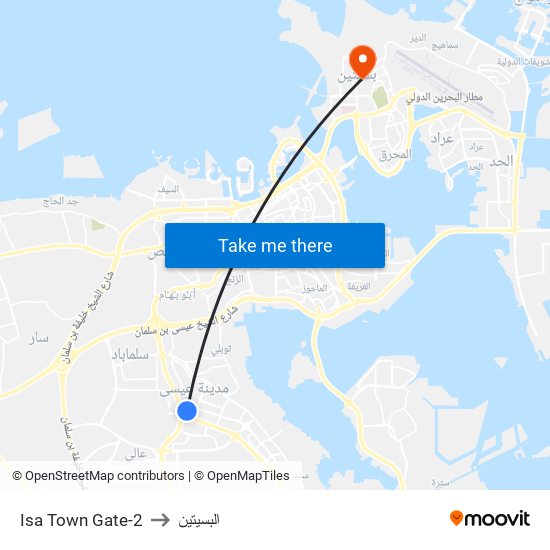 Isa Town Gate-2 to البسيتين map