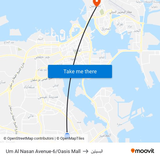 Um Al Nasan Avenue-6/Oasis Mall to البسيتين map