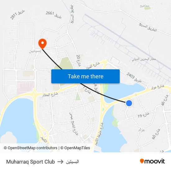 Muharraq Sport Club to البسيتين map