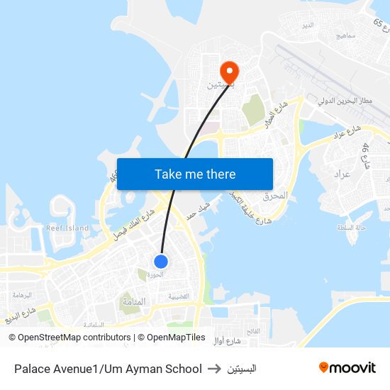 Palace Avenue1/Um Ayman School to البسيتين map