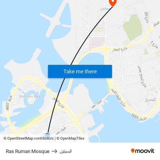 Ras Ruman Mosque to البسيتين map