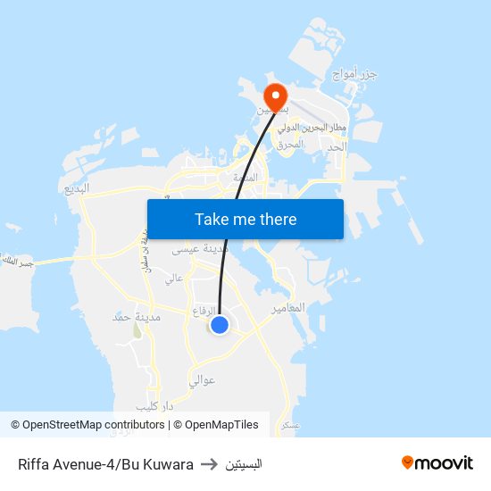 Riffa Avenue-4/Bu Kuwara to البسيتين map