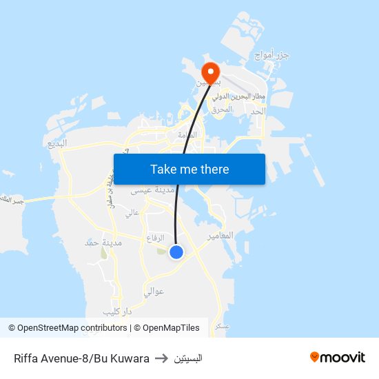 Riffa Avenue-8/Bu Kuwara to البسيتين map