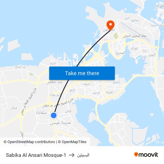 Sabika Al Ansari Mosque-1 to البسيتين map