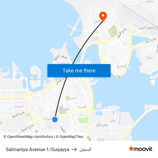 Salmaniya Avenue-1/Suqayya to البسيتين map