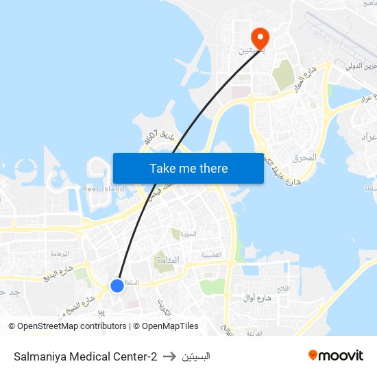 Salmaniya Medical Center-2 to البسيتين map