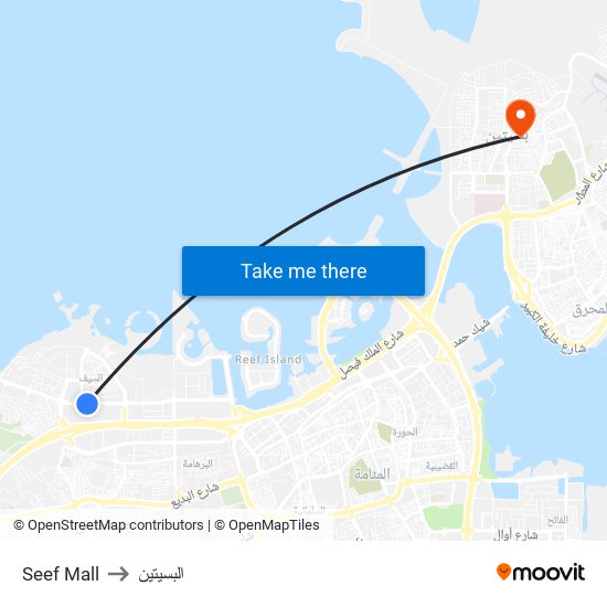 Seef Mall to البسيتين map