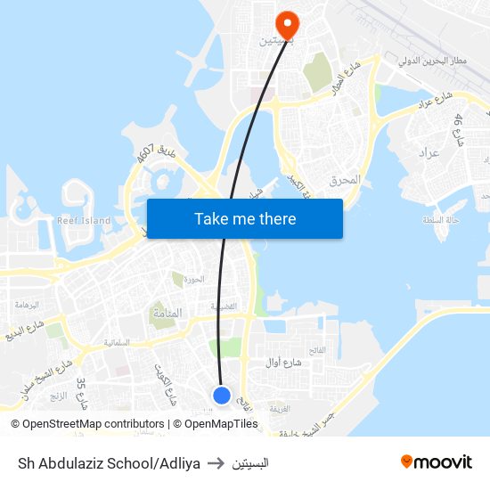 Sh Abdulaziz School/Adliya to البسيتين map