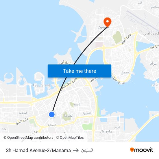 Sh Hamad Avenue-2/Manama to البسيتين map