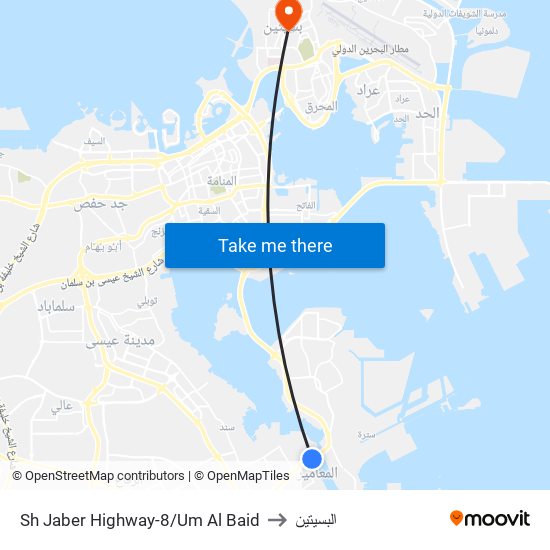 Sh Jaber Highway-8/Um Al Baid to البسيتين map