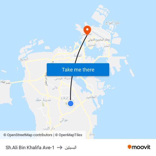 Sh.Ali Bin Khalifa Ave-1 to البسيتين map