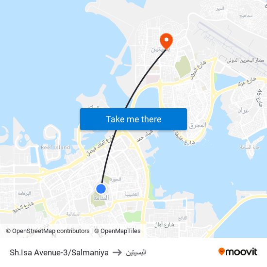Sh.Isa Avenue-3/Salmaniya to البسيتين map