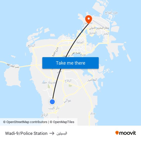 Wadi-9/Police Station to البسيتين map