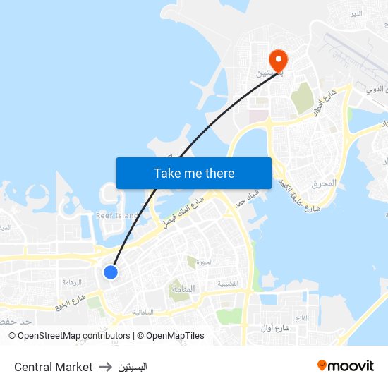 Central Market to البسيتين map