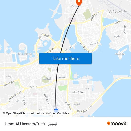 Umm Al Hassam/9 to البسيتين map