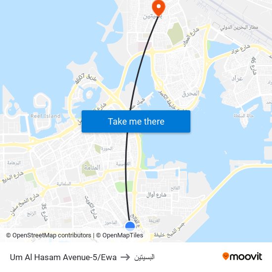 Um Al Hasam Avenue-5/Ewa to البسيتين map