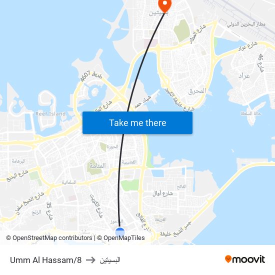 Umm Al Hassam/8 to البسيتين map