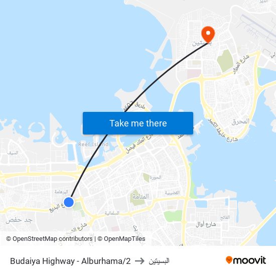 Budaiya Highway - Alburhama/2 to البسيتين map