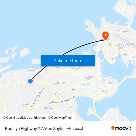 Budaiya Highway-27/Abu Sayba to البسيتين map