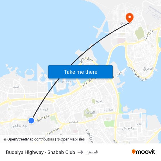 Budaiya Highway - Shabab Club to البسيتين map