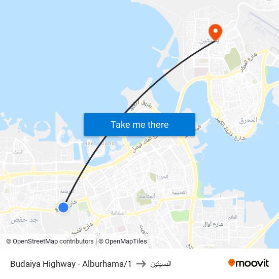 Budaiya Highway - Alburhama/1 to البسيتين map