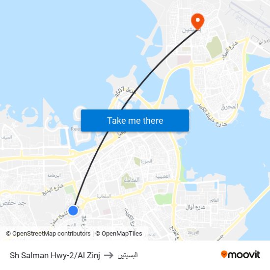 Sh Salman Hwy-2/Al Zinj to البسيتين map