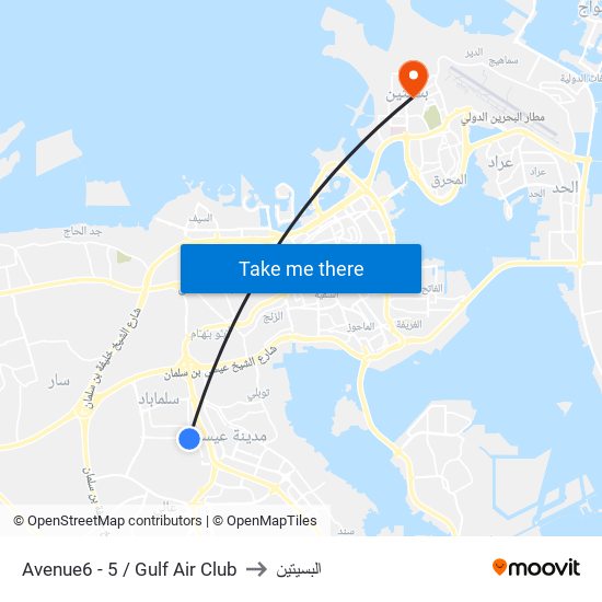 Avenue6 - 5 / Gulf Air Club to البسيتين map