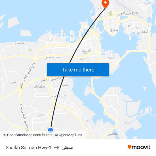 Shaikh Salman Hwy-1 to البسيتين map